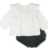 Long Sleeve Ruffle Shoulder Top with Bloomer Set