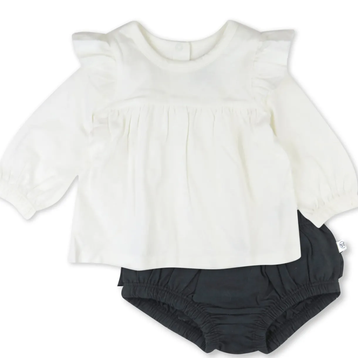Long Sleeve Ruffle Shoulder Top with Bloomer Set