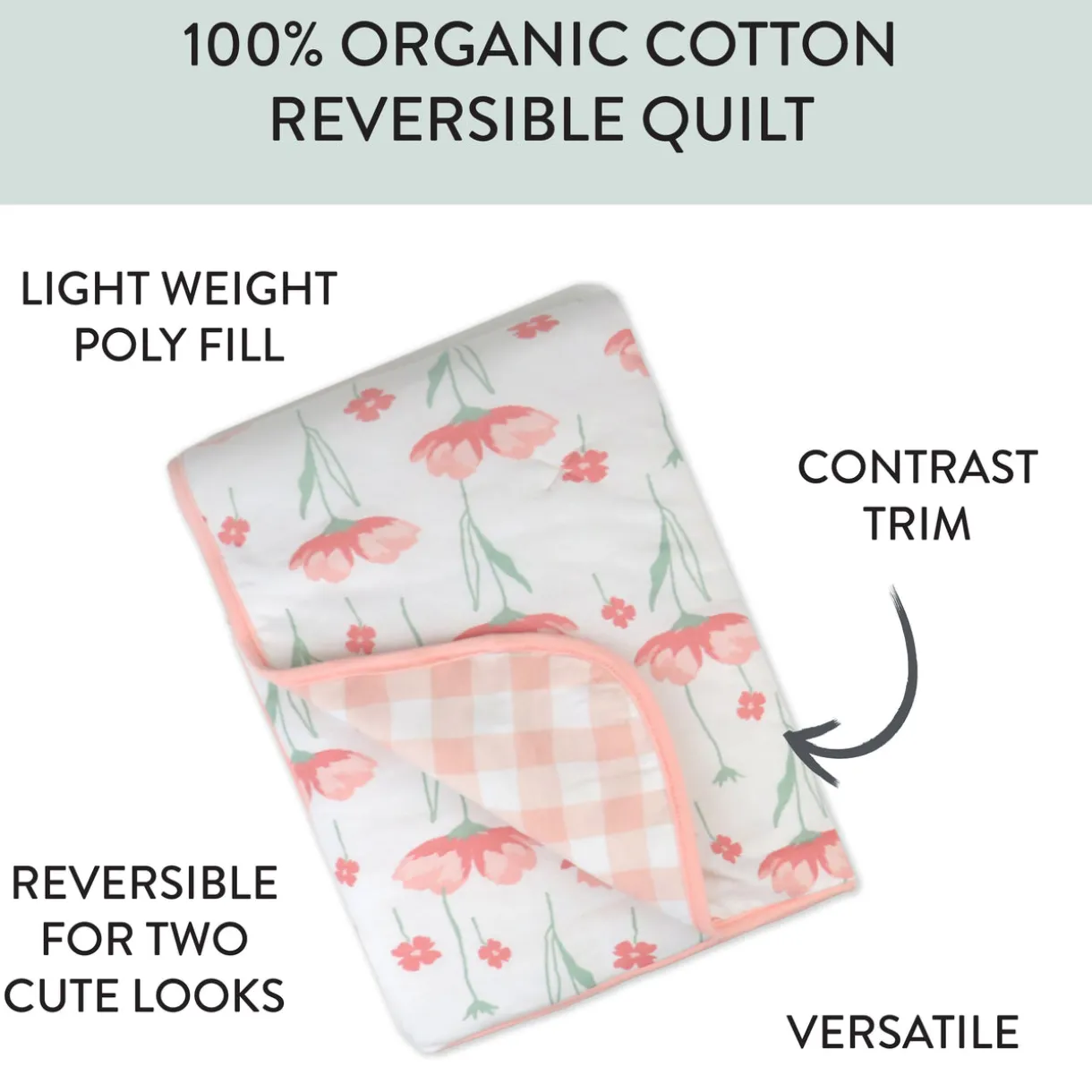 Organic Cotton Hand-Quilted Reversible Baby Blanket
