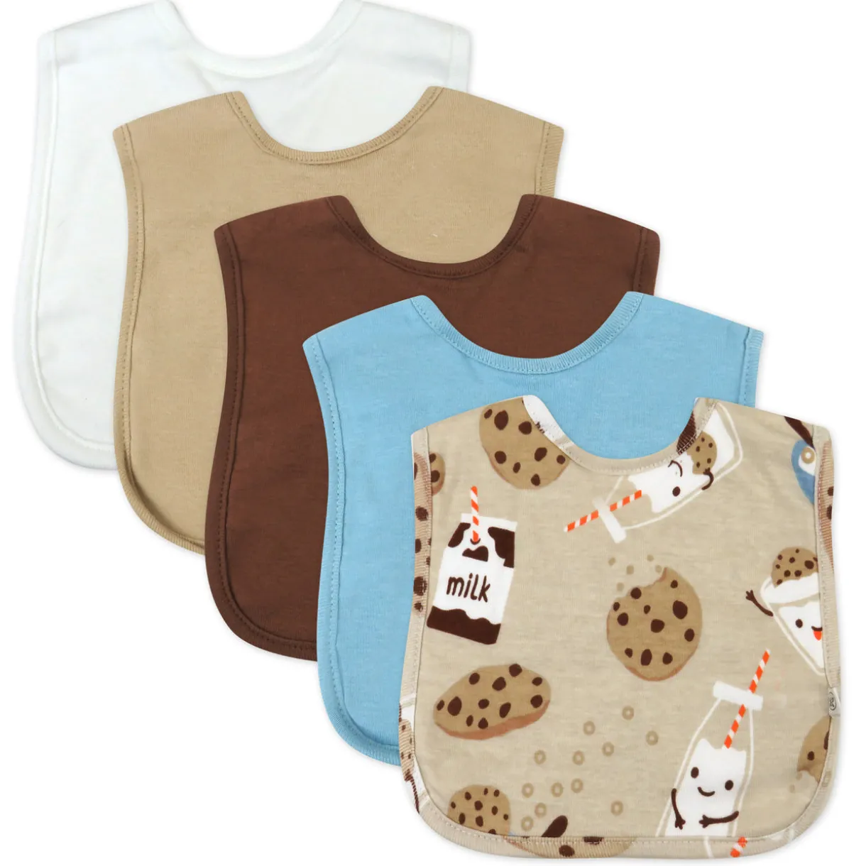 5-Pack Organic Cotton 4 in 1 Reversible Bibs