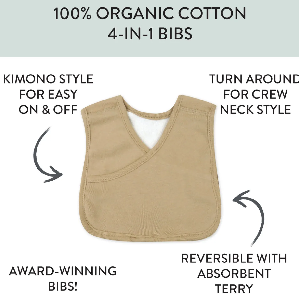 5-Pack Organic Cotton 4 in 1 Reversible Bibs