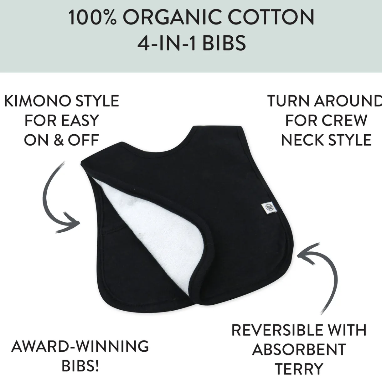 5-Pack Organic Cotton 4 in 1 Reversible Bibs
