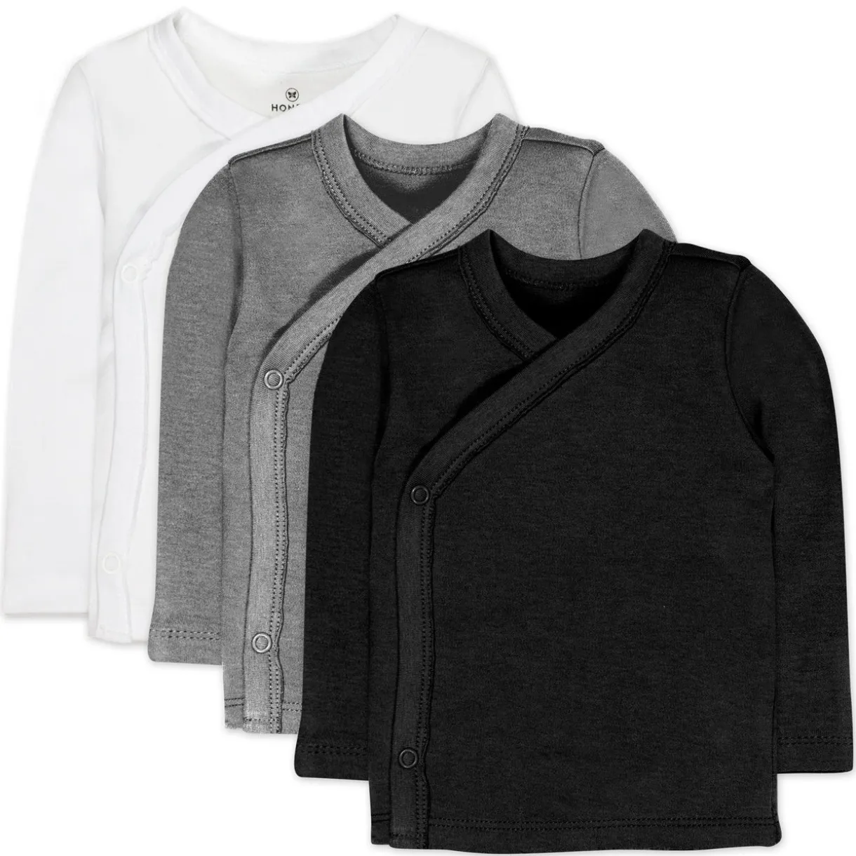 3-Pack Organic Cotton Long Sleeve Side-Snap Tops