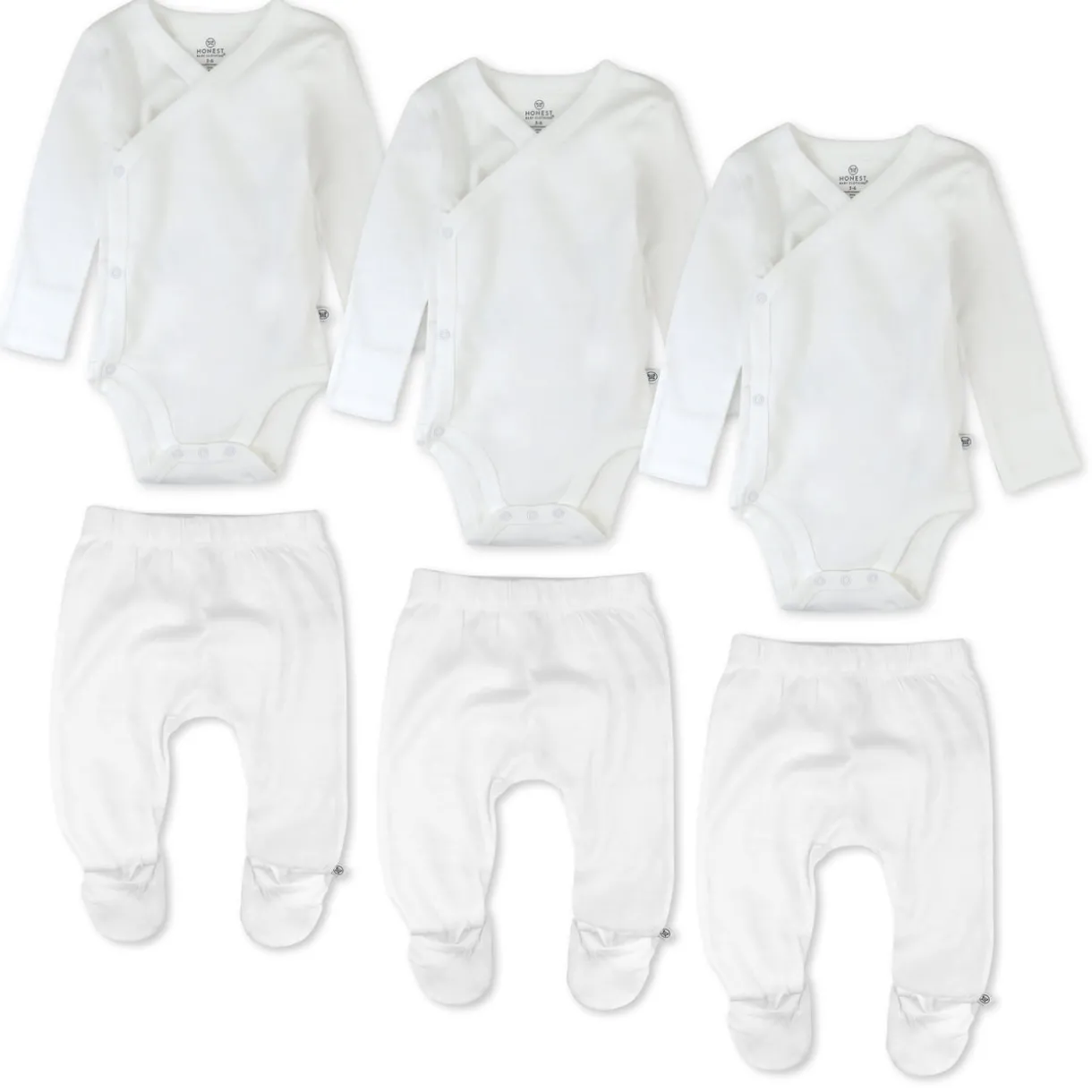 6-Pack Organic Cotton Long Sleeve Kimono Bodysuit & Footed Pant Bundle