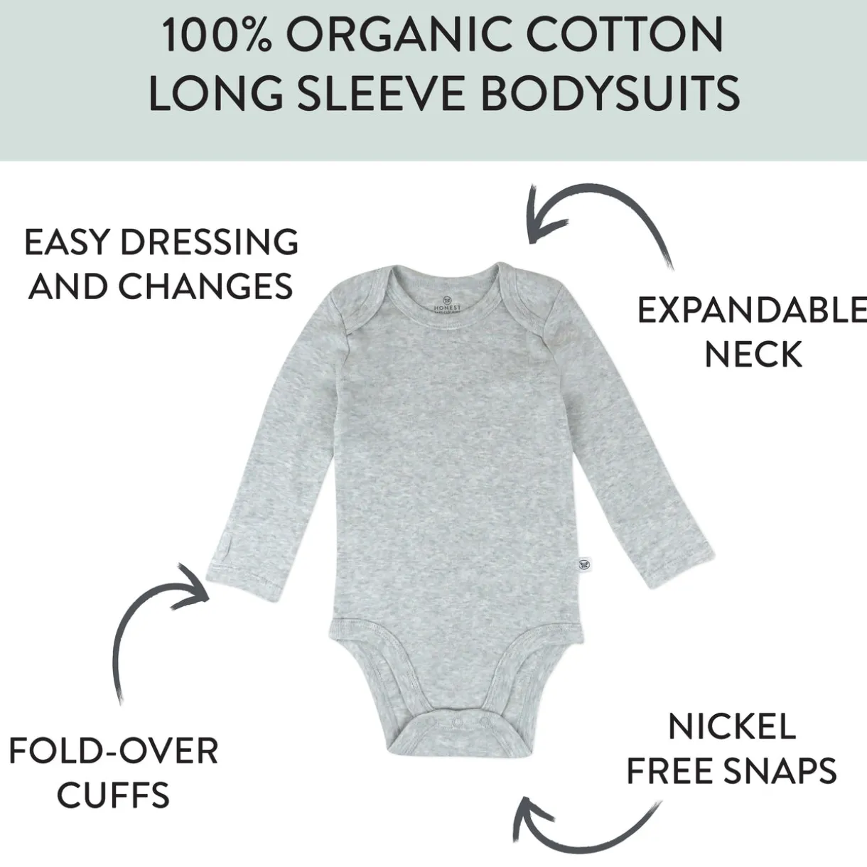 5-Pack Organic Cotton Long Sleeve Bodysuits