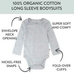 20-Pack Organic Cotton Long Sleeve Bodysuit & Knit Tri-fold Burp Cloth Bundle
