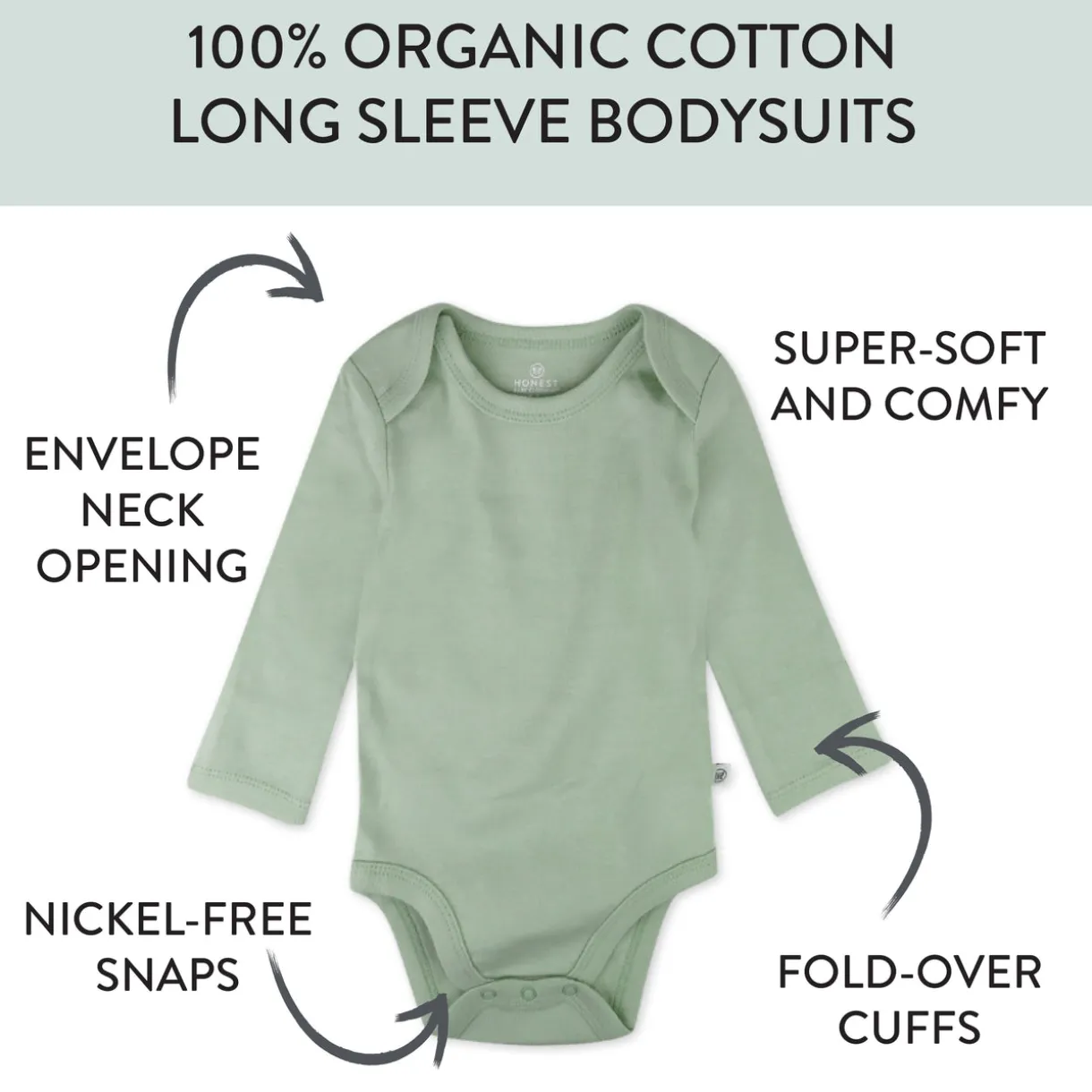 20-Pack Organic Cotton Long Sleeve Bodysuit & Knit Tri-fold Burp Cloth Bundle
