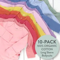 10-Pack Organic Cotton Long Sleeve Bodysuits