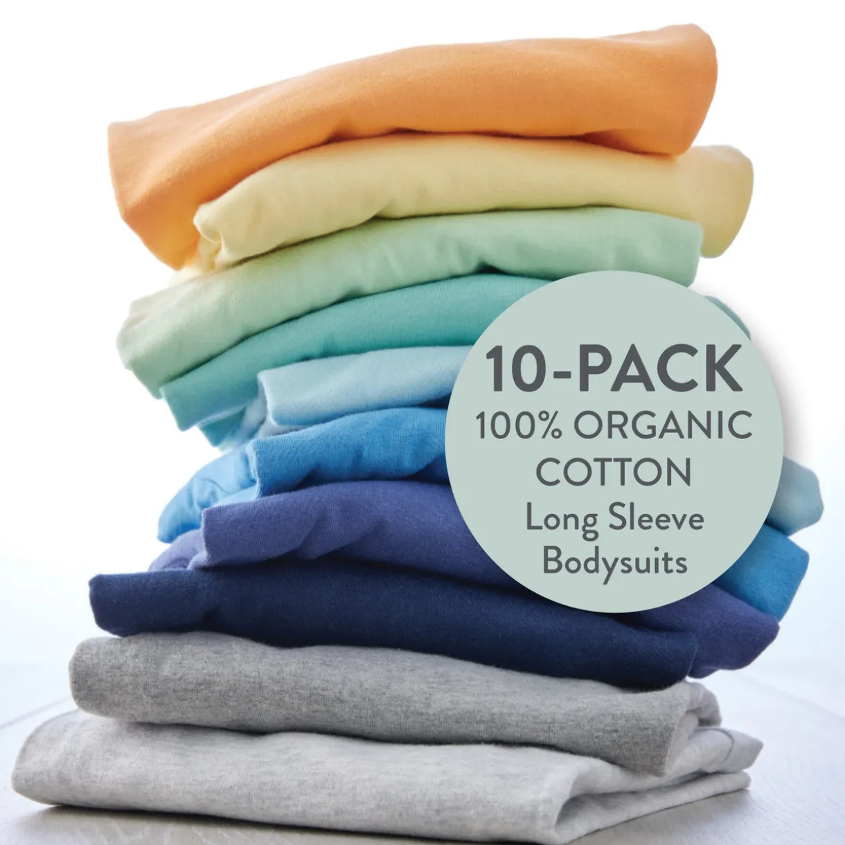 10-Pack Organic Cotton Long Sleeve Bodysuits