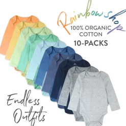 20-Pack Organic Cotton Long Sleeve Bodysuit & Knit Tri-fold Burp Cloth Bundle