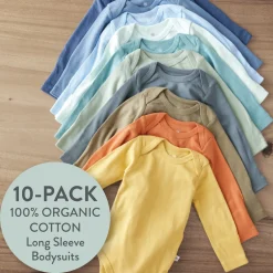 20-Pack Organic Cotton Long Sleeve Bodysuit & Knit Tri-fold Burp Cloth Bundle