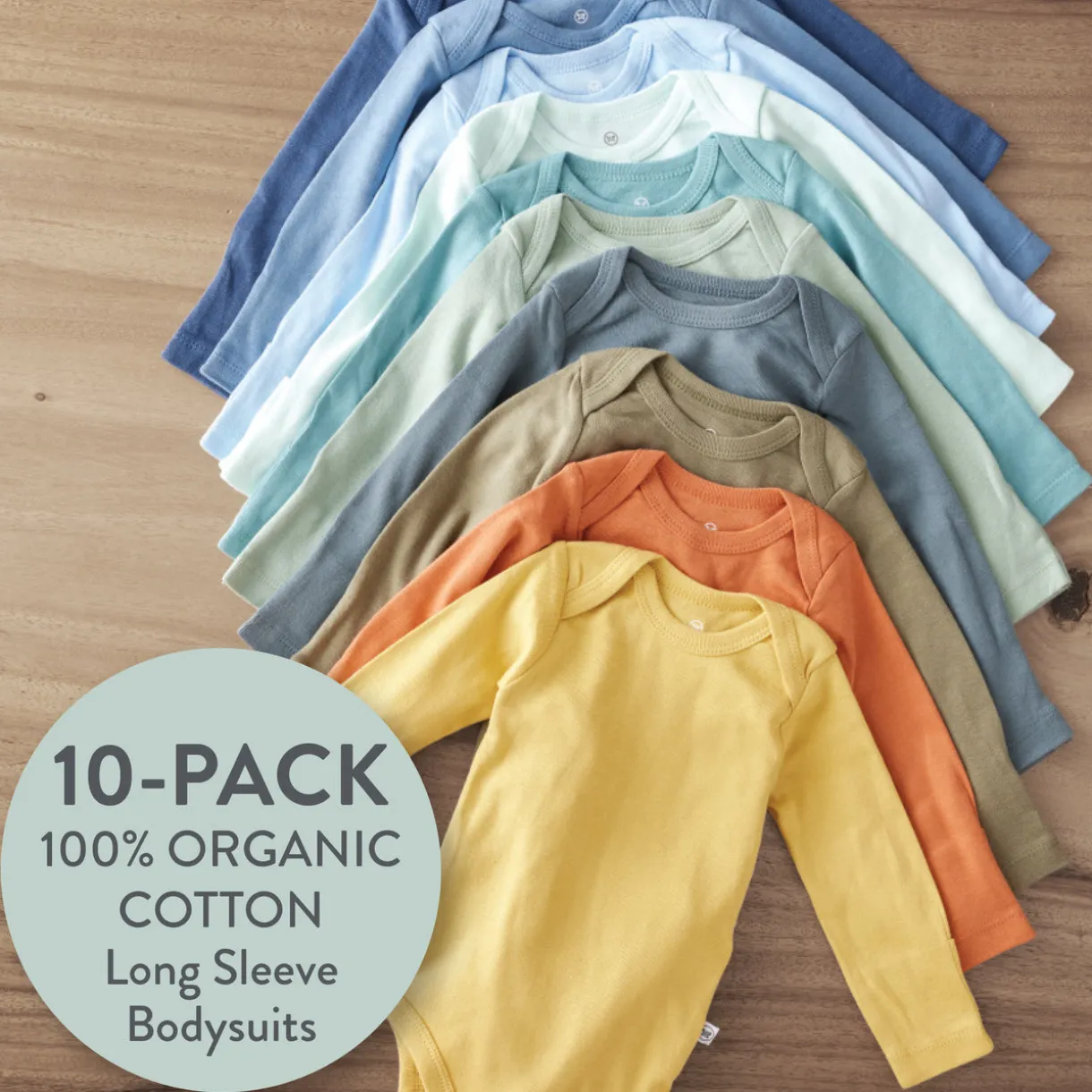 20-Pack Organic Cotton Long Sleeve Bodysuit & Knit Tri-fold Burp Cloth Bundle