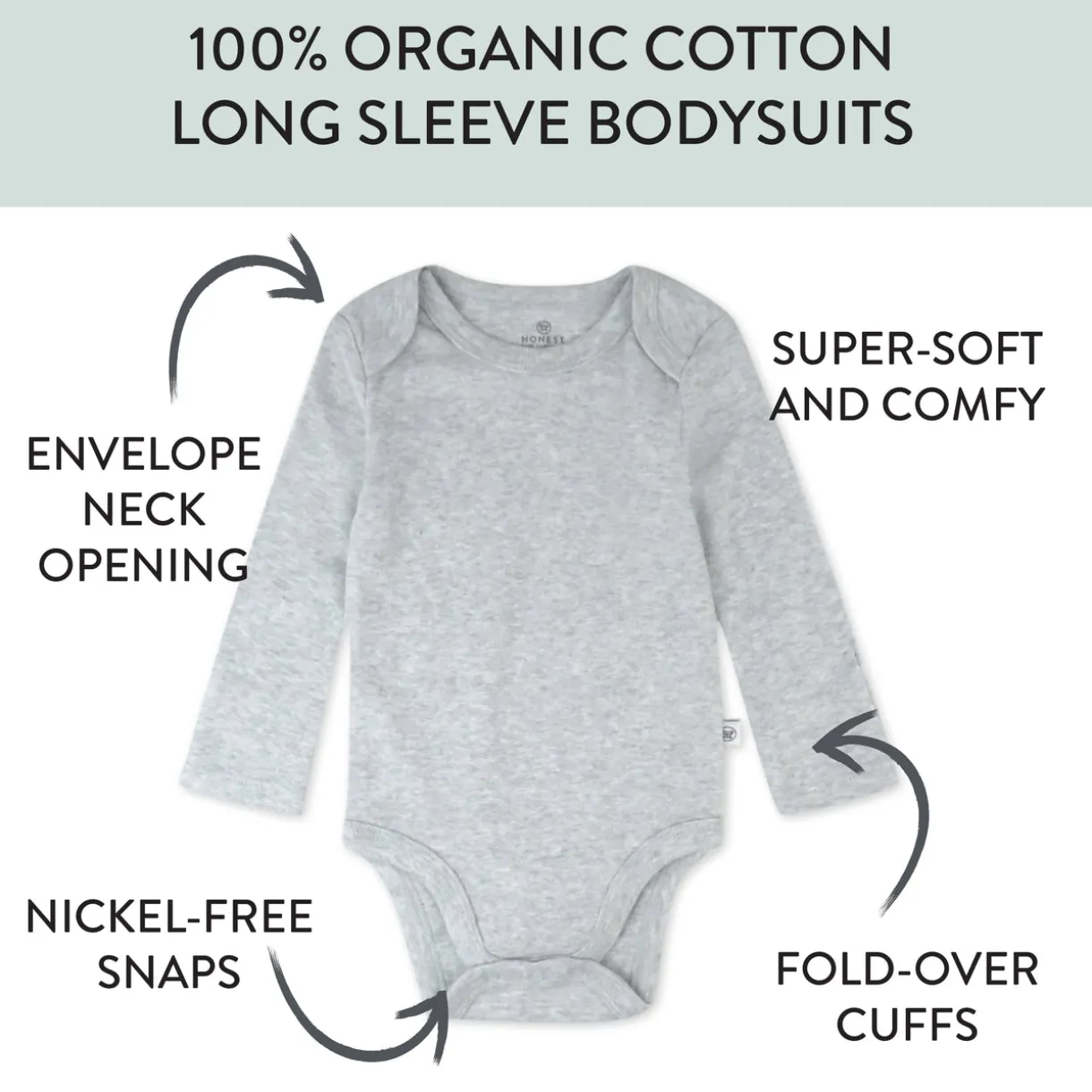 10-Pack Organic Cotton Long Sleeve Bodysuits