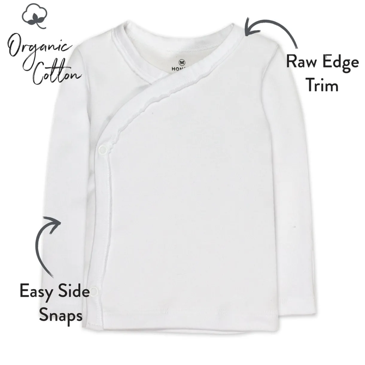3-Pack Organic Cotton Long Sleeve Side-Snap Tops