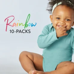 20-Pack Organic Cotton Long Sleeve Bodysuit & Knit Tri-fold Burp Cloth Bundle
