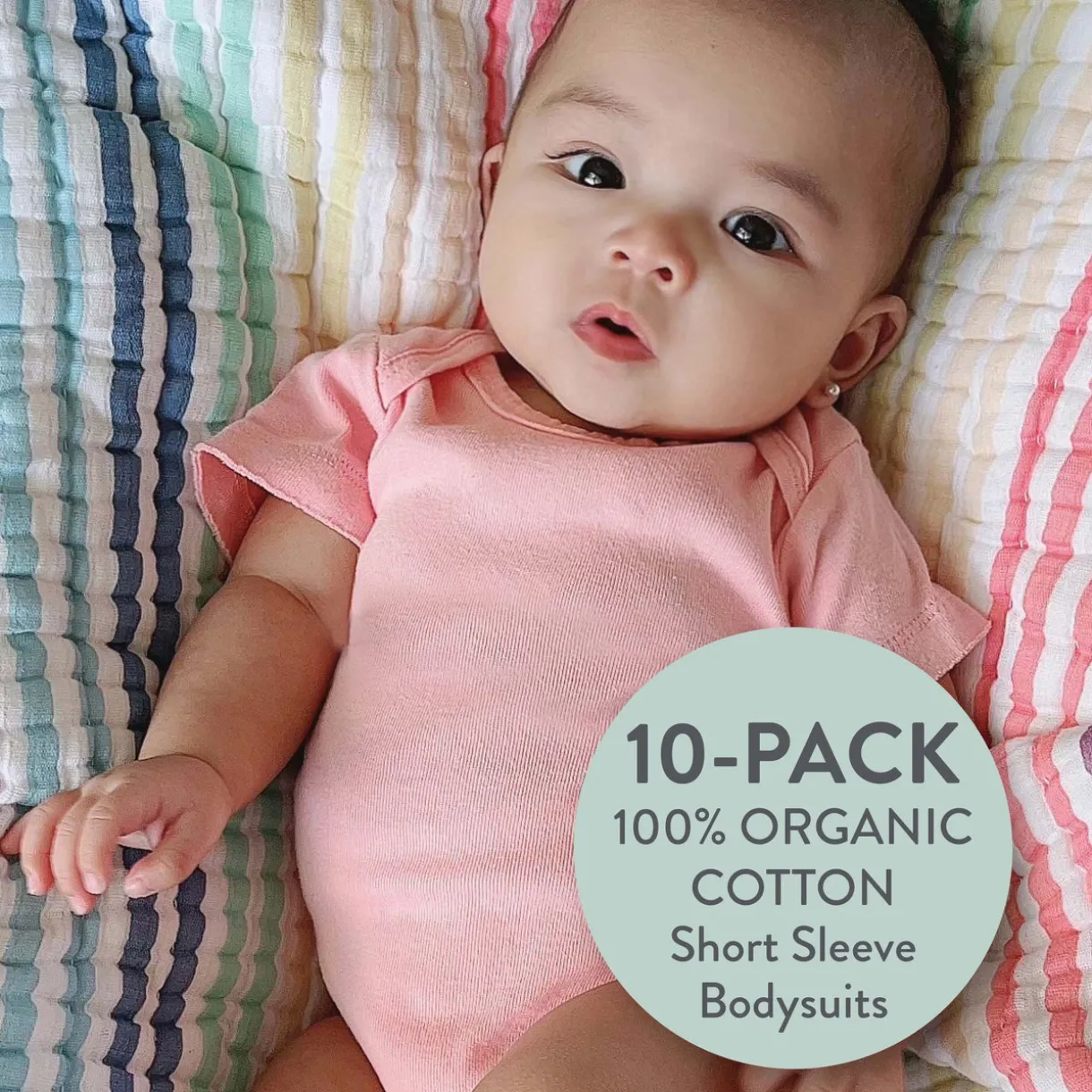 10-Pack Organic Cotton Short Sleeve Bodysuits