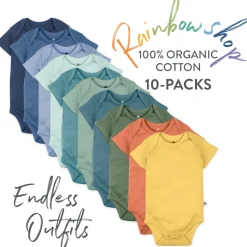 20-Pack Organic Cotton Short Sleeve Bodysuit & Bandana Bib Burp Cloth Bundle