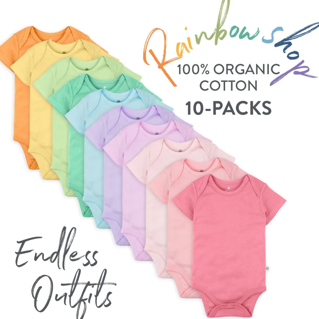 10-Pack Organic Cotton Short Sleeve Bodysuits