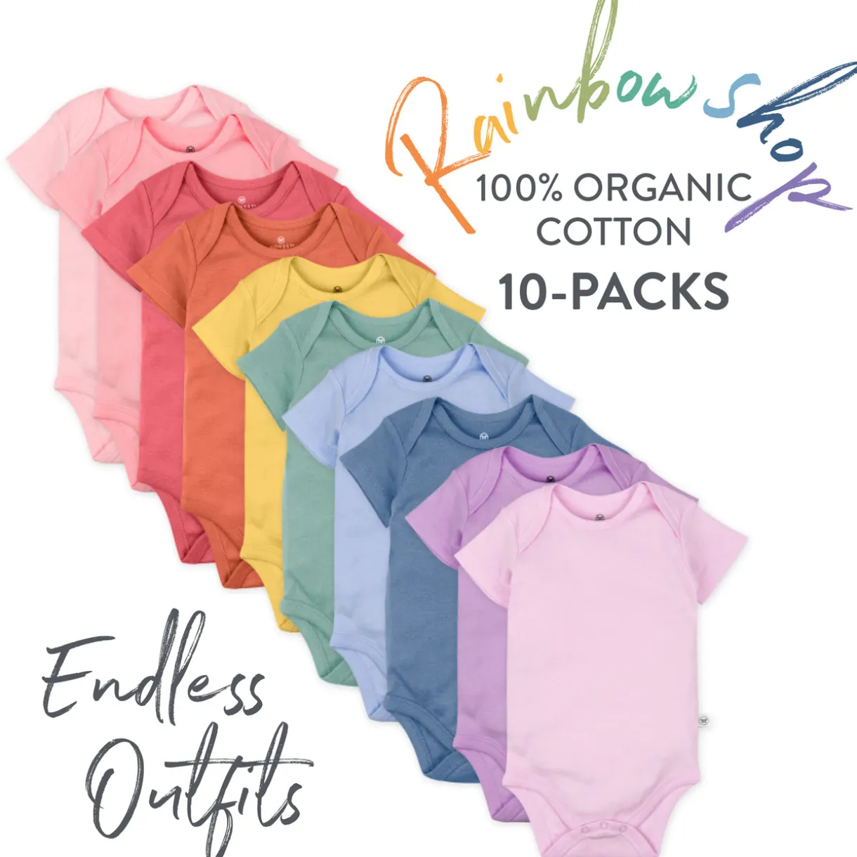 10-Pack Organic Cotton Short Sleeve Bodysuits