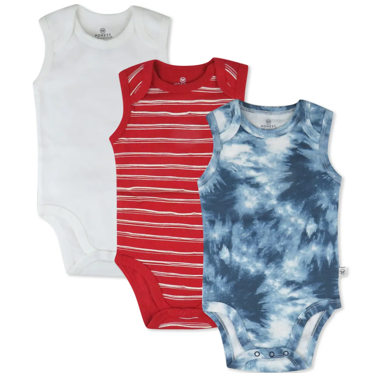 3-Pack Organic Cotton Sleeveless Bodysuits