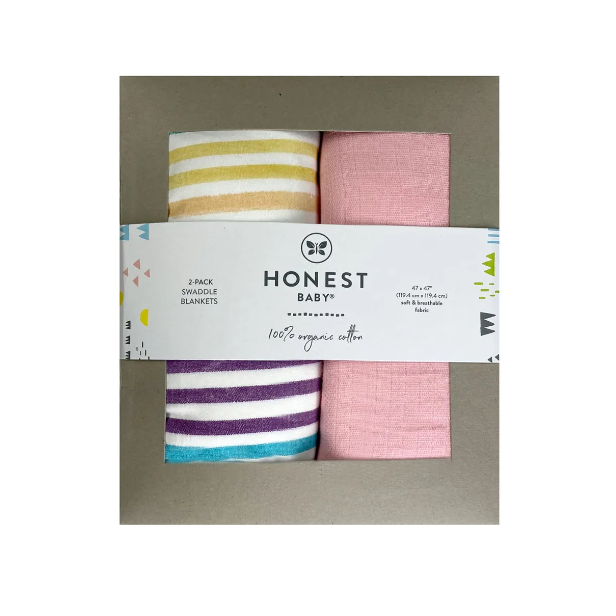 SNUGGLE TIME 2-Pack Organic Cotton Swaddle Blankets Gift Set